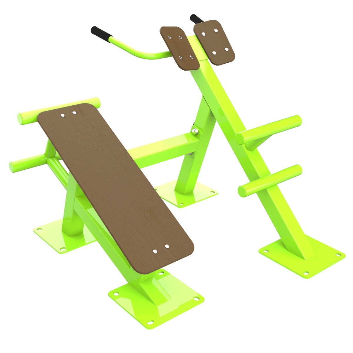 F-1709 Уличный тренажер Скамья для пресса + гиперэкстензия ZAVODSPORTA