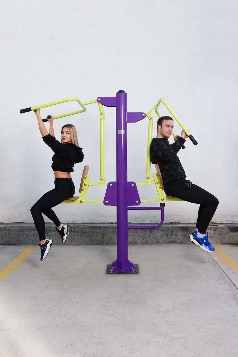 S-1056 Уличный тренажер Тяга Сверху - Жим от груди ZAVODSPORTA