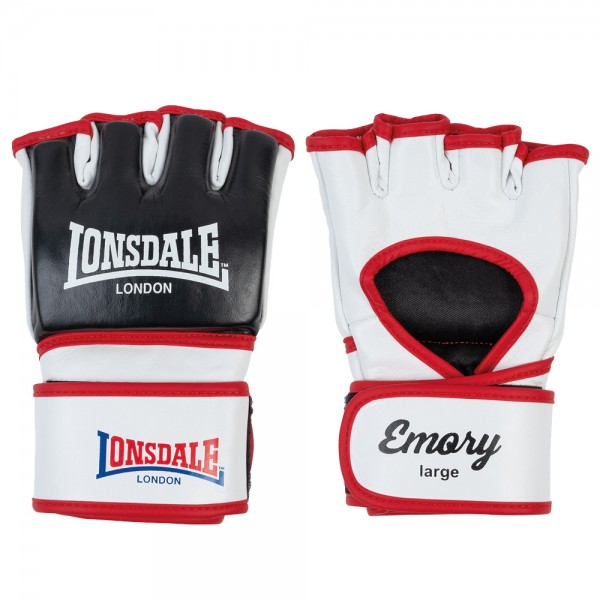 Перчатки LONSDALE MMA Emory размер M, черный/белый с краным кантом